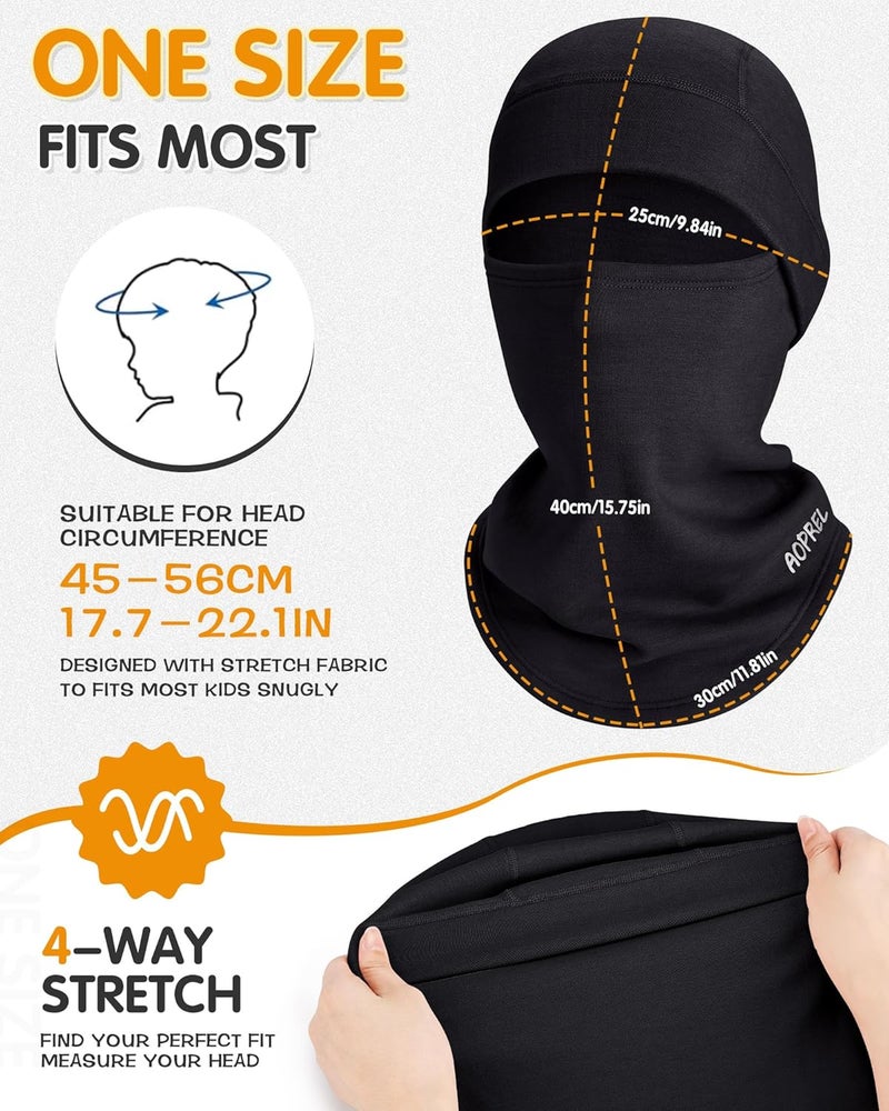 AOPREL Kids Balaclava Ski Mask, Modal Wool Blend Soft Face Mask for Boys & Girls, Windproof Full Face Cover for Cold Weather - Image 5